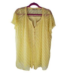 Soft Surroundings Blouse Short Sleeve 1X Yellow